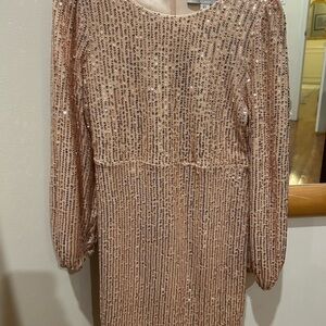 Grace Karin Glittering Long Sleeve Dress - Gold